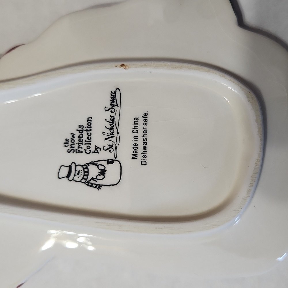2 Ceramic Snowmen Spoon Rests for Utensils - Picture 4 of 4